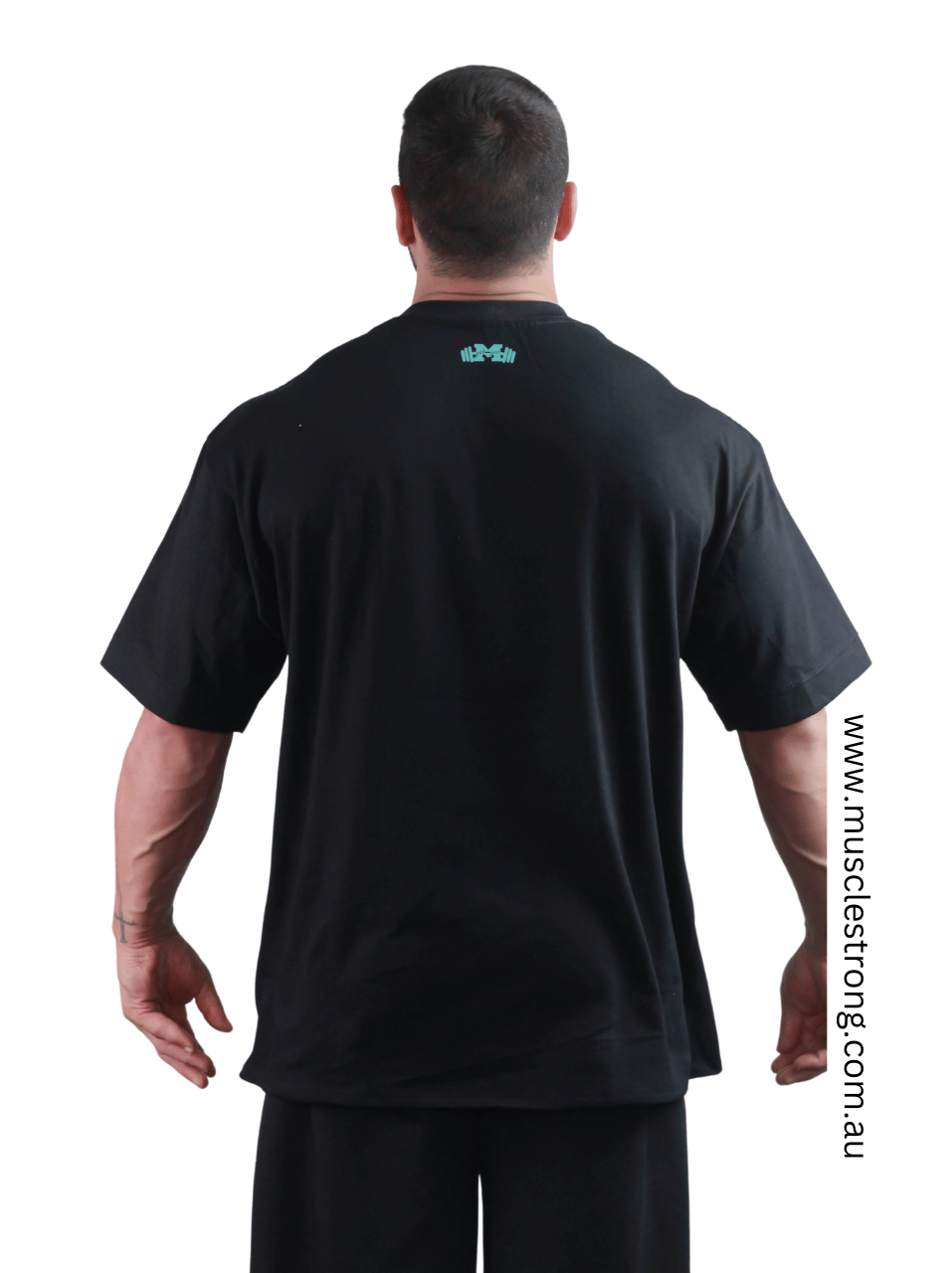 Black with Light Blue Muscle Strong OVERSIZED