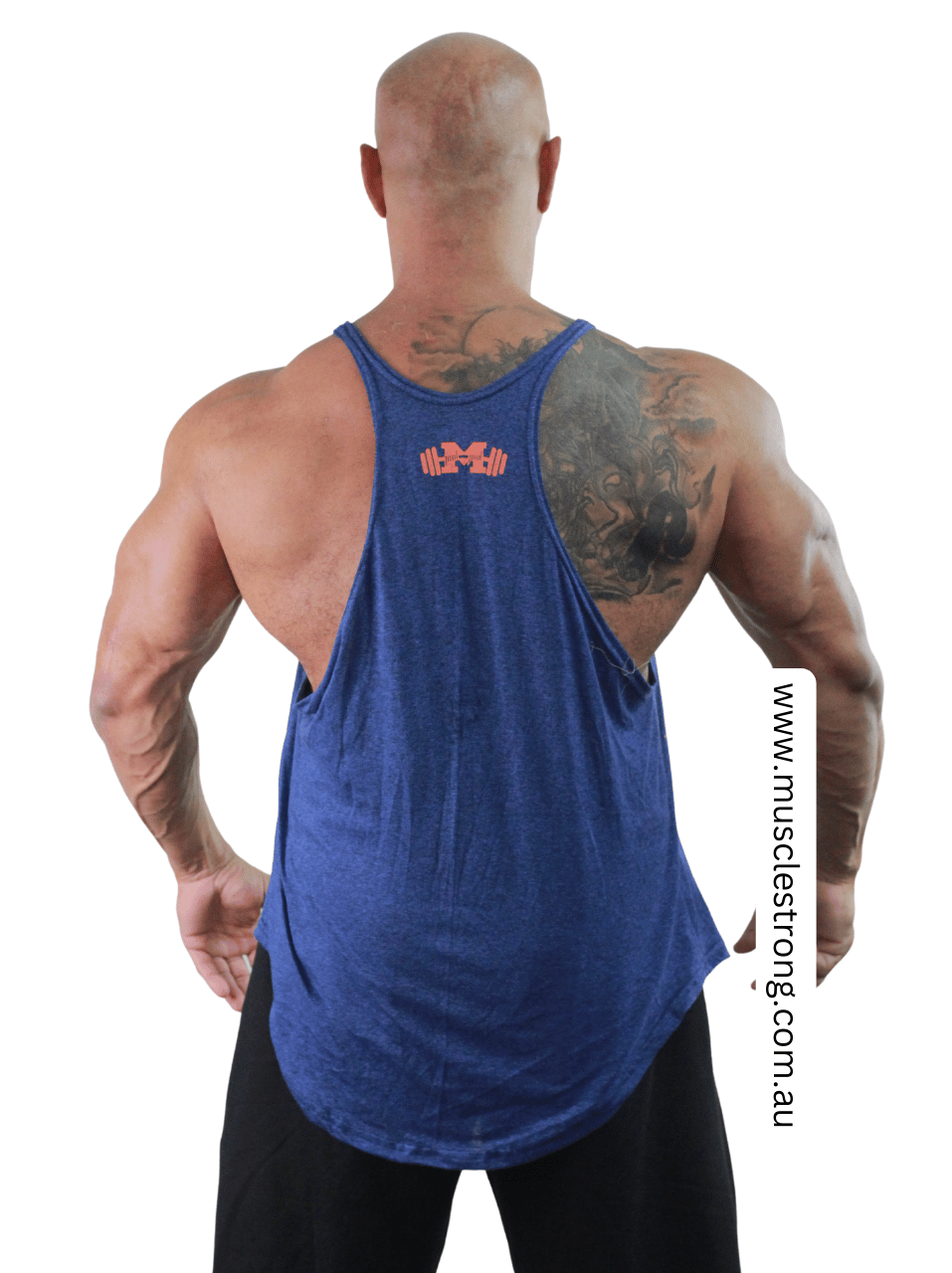 Blue With Orange Muscle Strong Stringer Singlet