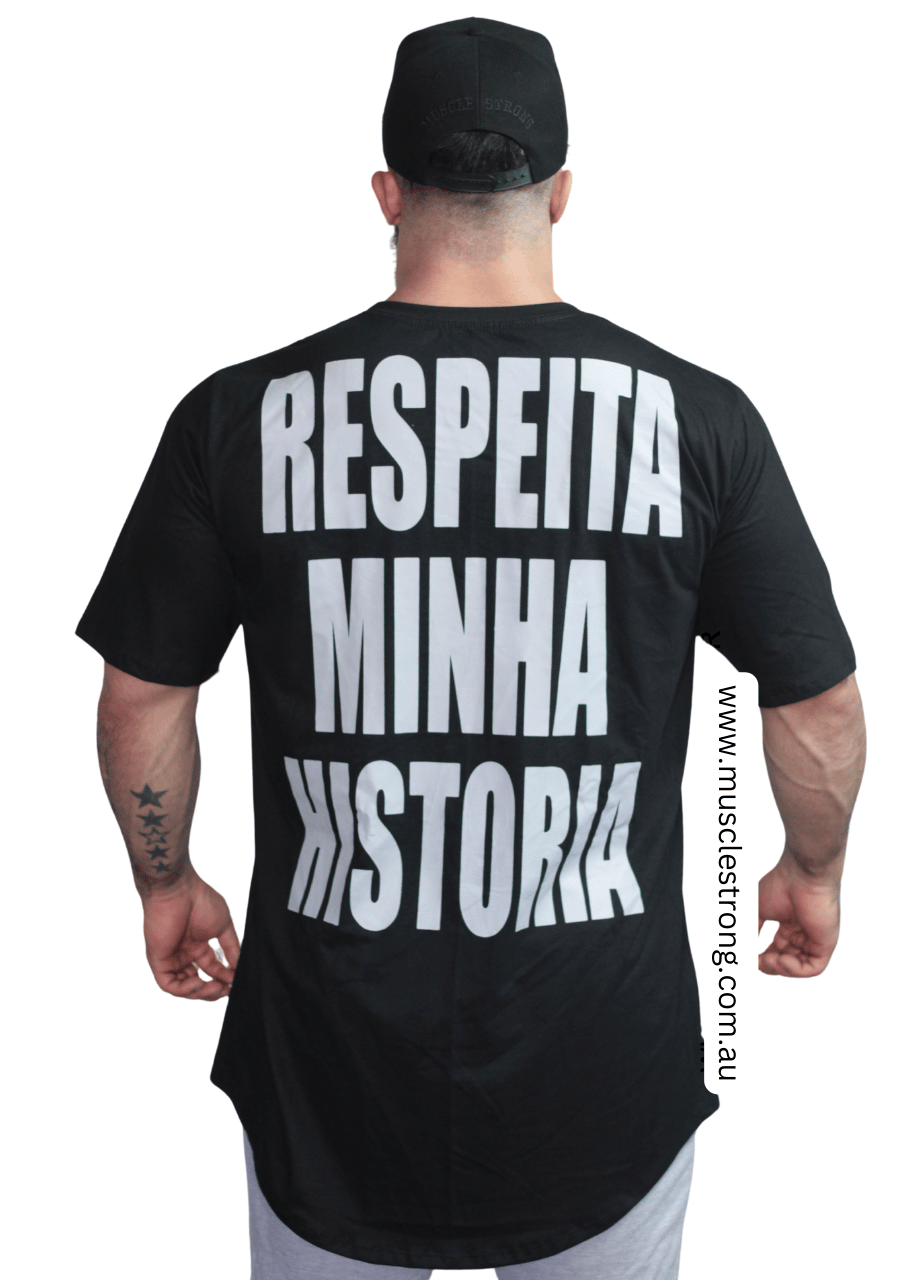 Black With Grey Respect My Story Muscle Strong T-Shirt