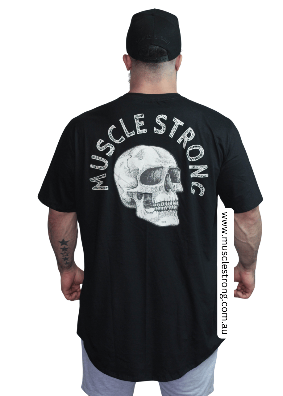 Black With Skull Muscle Strong T-Shirt