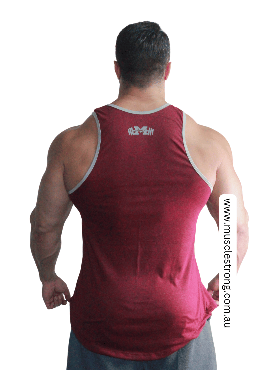 Maroon Grey Muscle Strong Tank Singlet