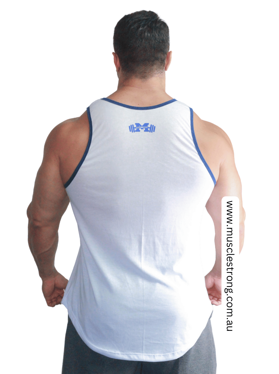 White Blue Stars Muscle Strong Tank Singlet