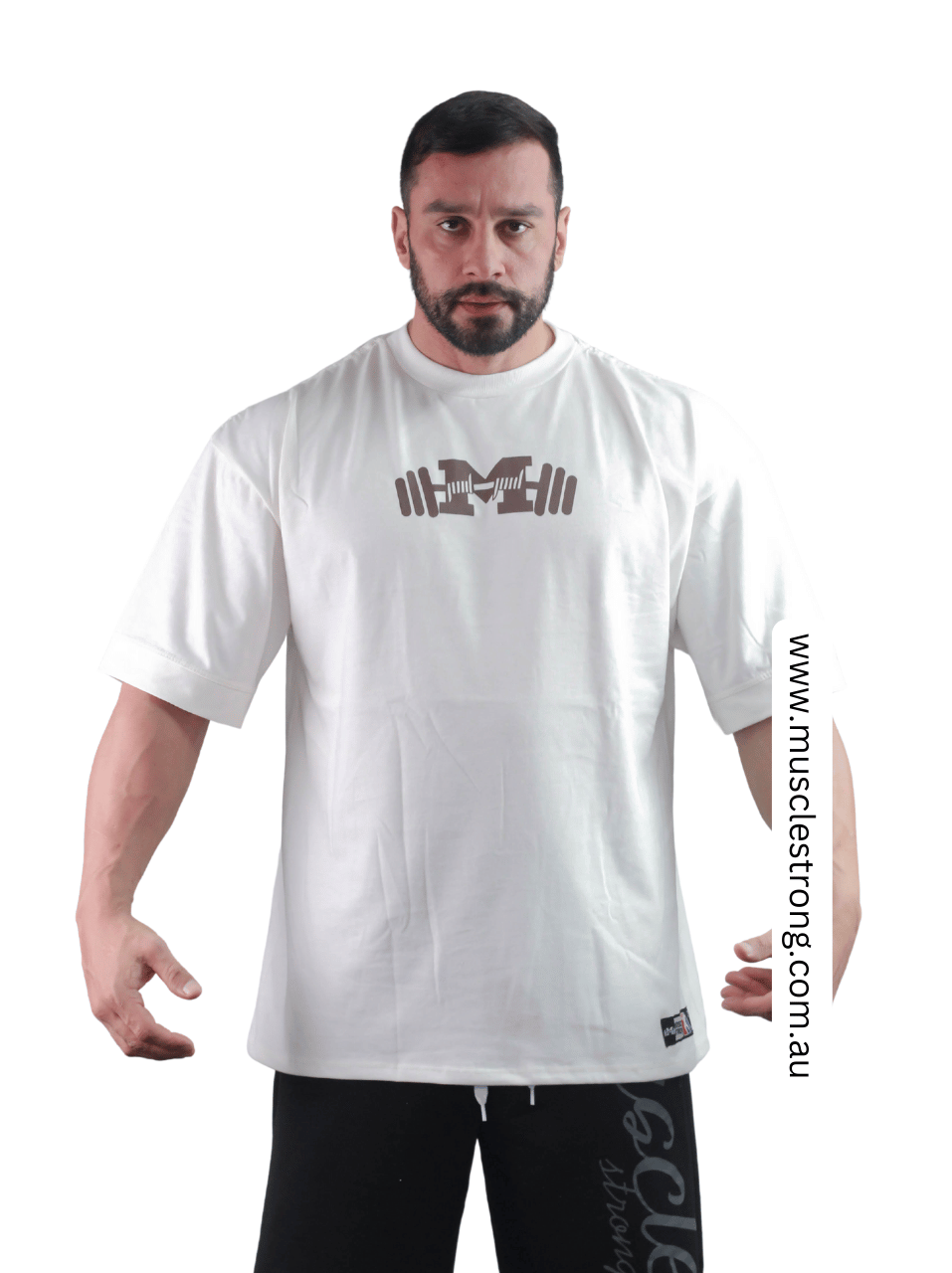 White Brown Cross Muscle Strong OVERSIZED