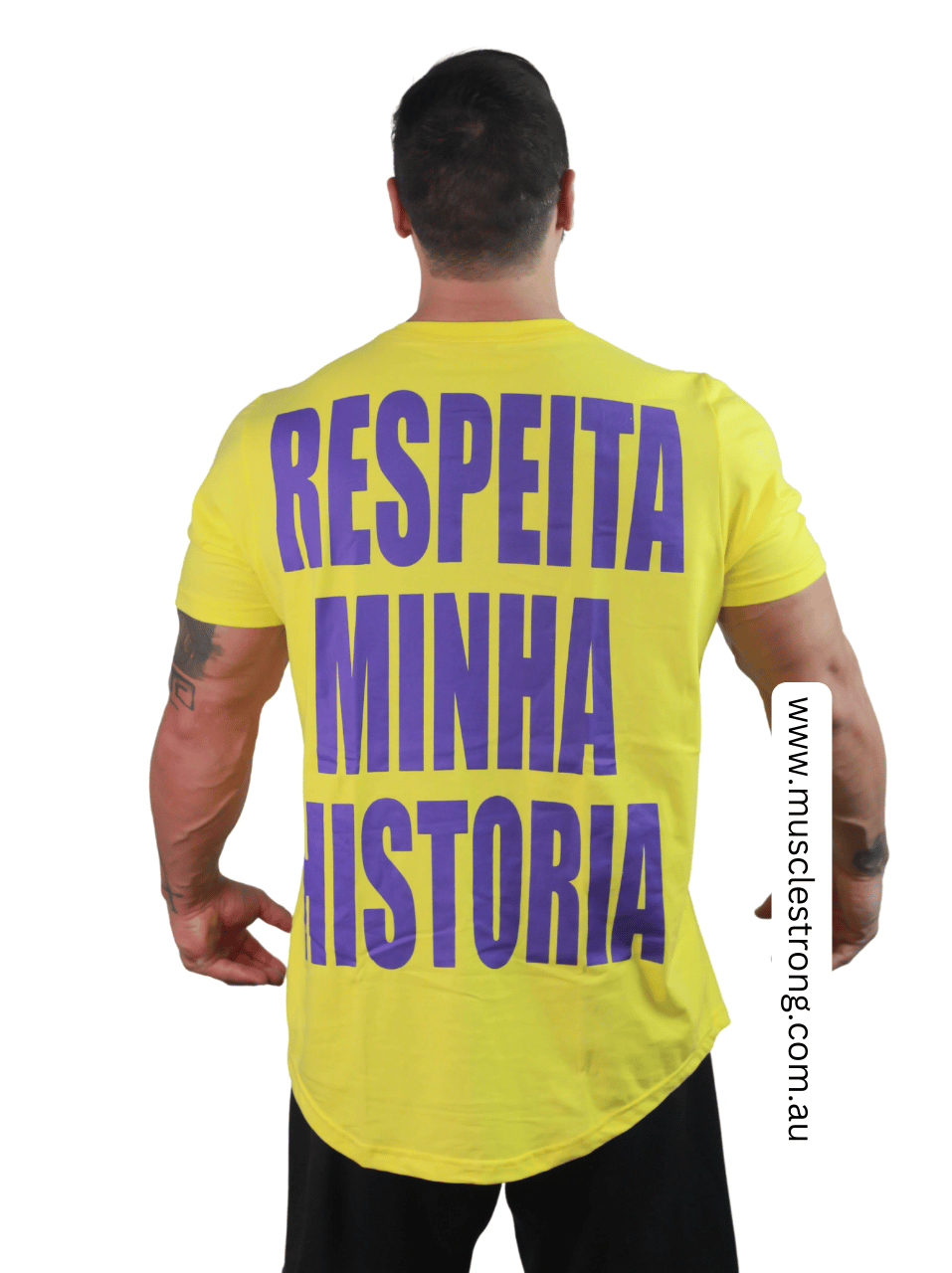 Yellow With Purple Respect My Story Muscle Strong T-Shirt