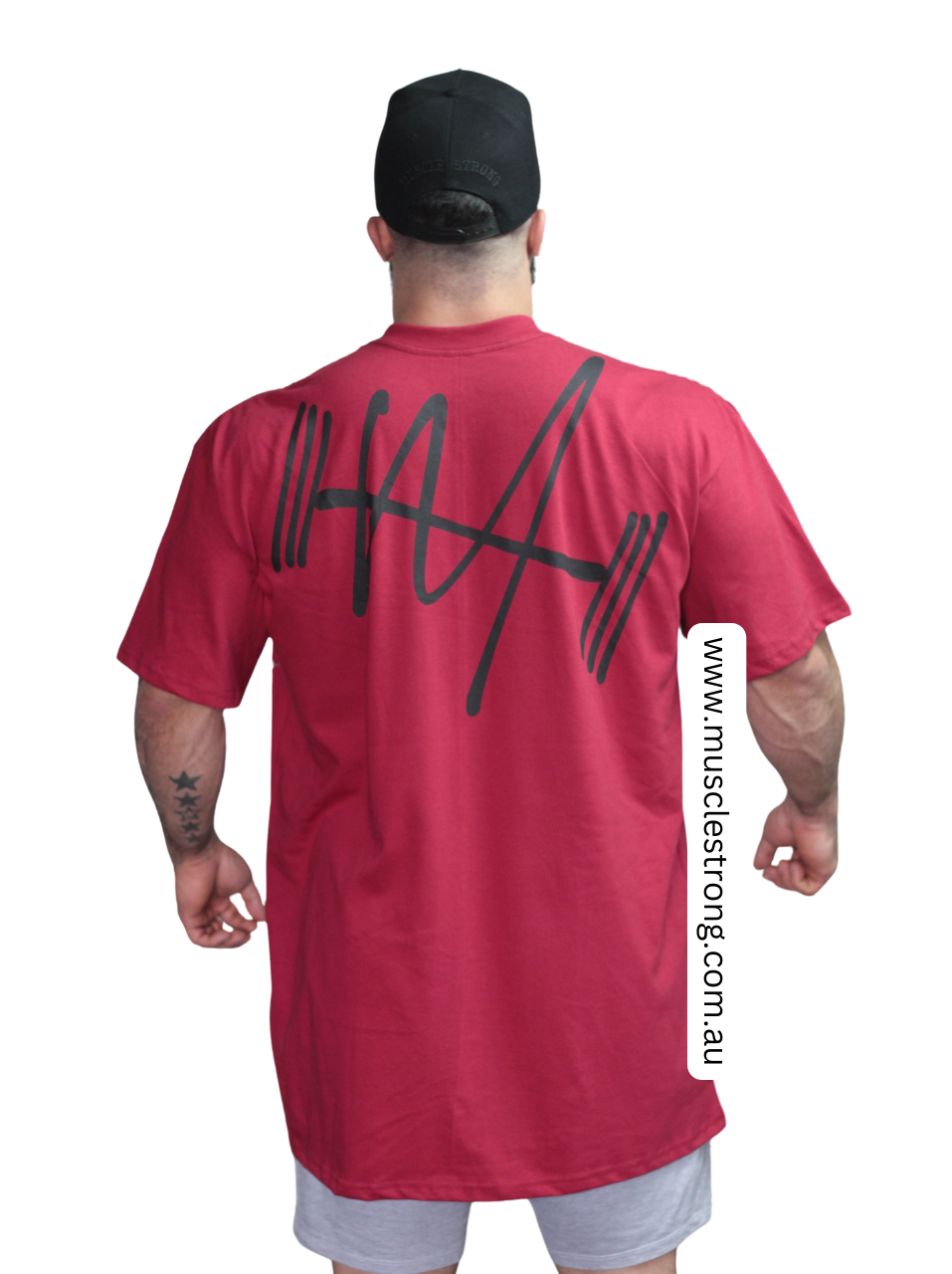 Red with black Muscle Strong OVERSIZED