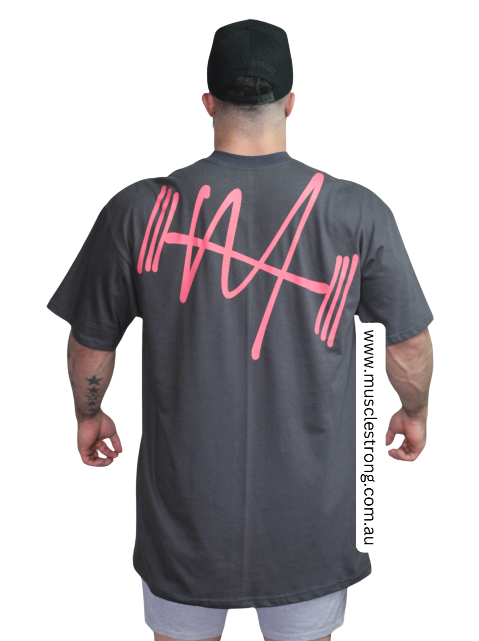 Grey with pink Muscle Strong OVERSIZED
