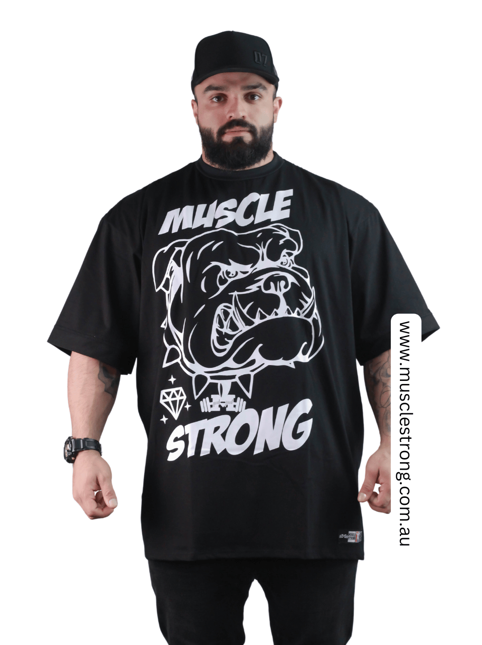 Black White Dog Muscle Strong OVERSIZED (Copy)