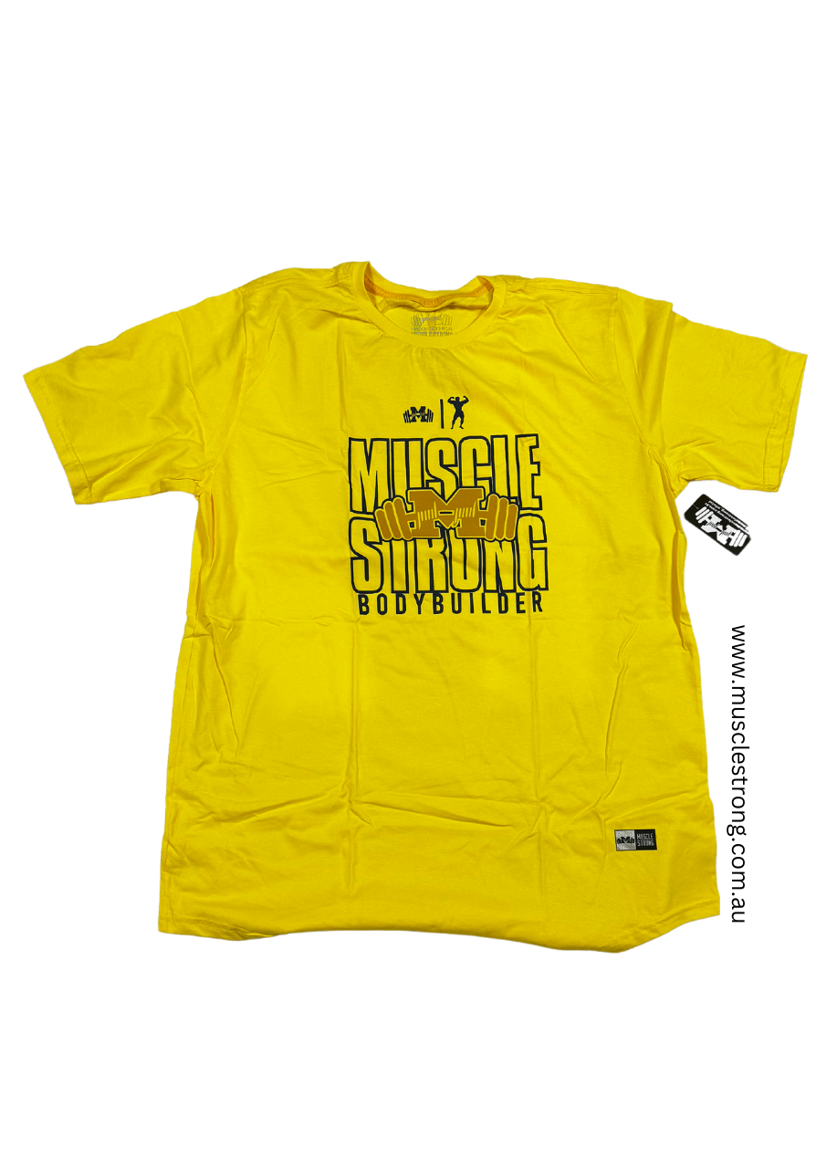 Yellow With Black logo Muscle Strong T-Shirt