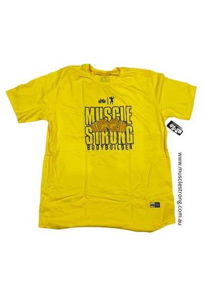 Yellow With Black logo Muscle Strong T-Shirt