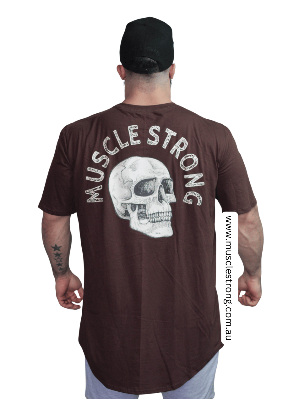 Brown With Skull Muscle Strong T-Shirt