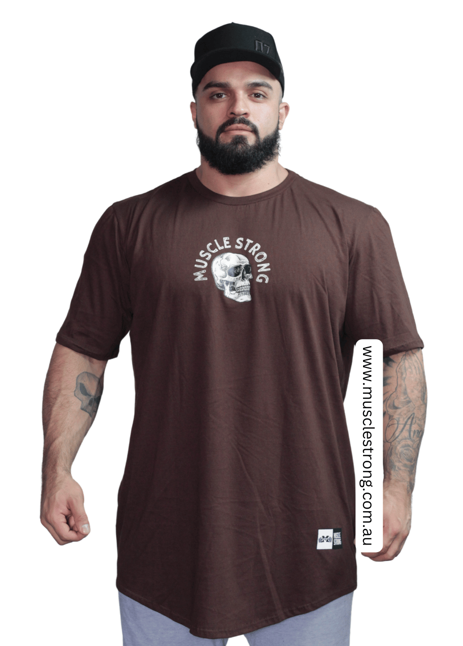 Brown With Skull Muscle Strong T-Shirt