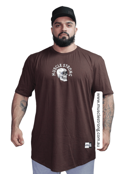 Brown With Skull Muscle Strong T-Shirt