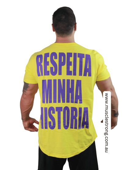 Yellow With Purple Respect My Story Muscle Strong T-Shirt